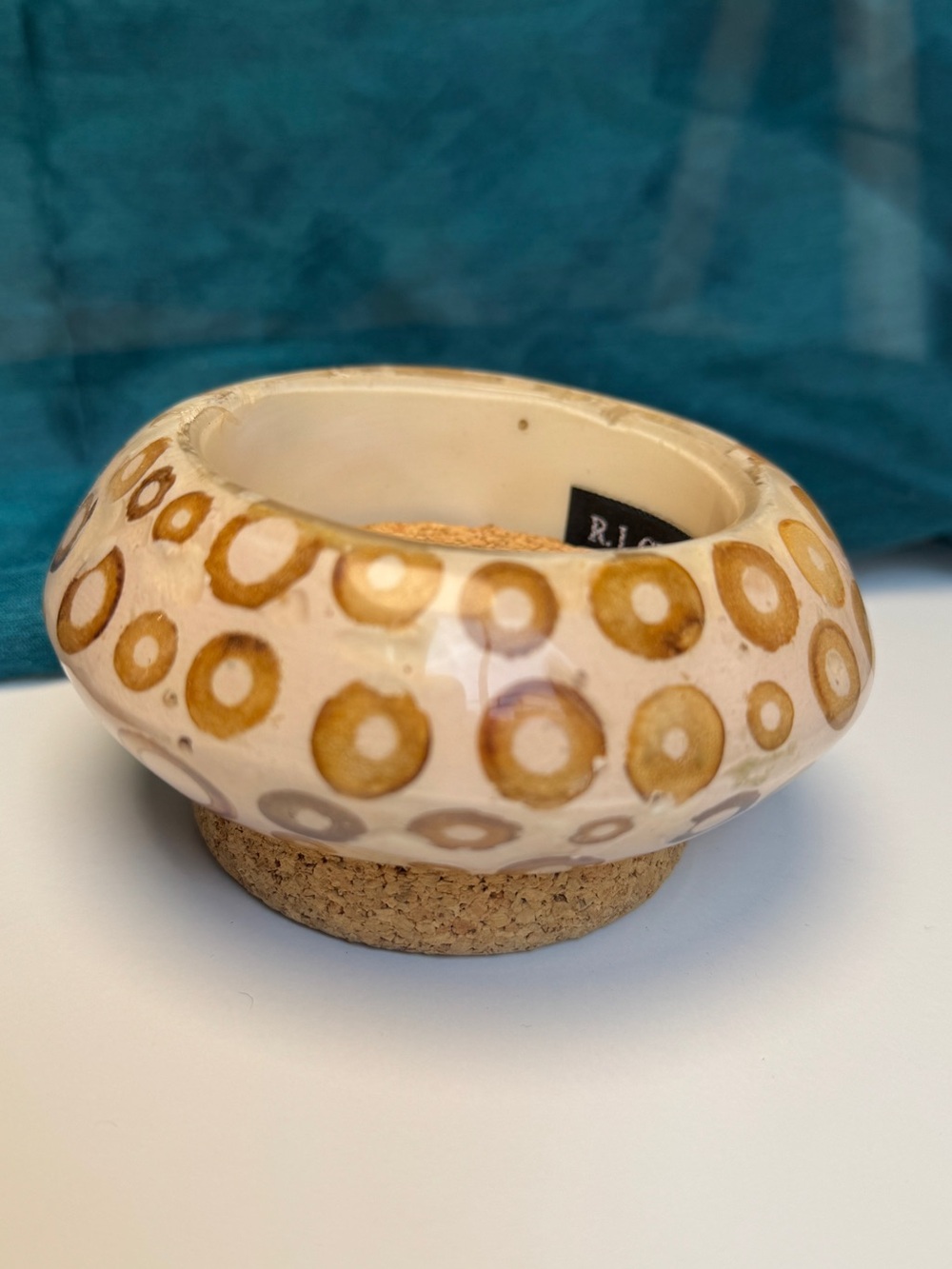 R.J. Graziano Cream Resin Bangle with Wood Ring Motif